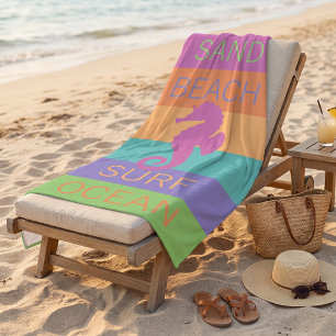 Custom Happy Bright Sunny Summer Stripes Muster Strandtuch