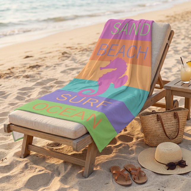 Custom Happy Bright Sunny Summer Stripes Muster Strandtuch (Von Creator hochgeladen)