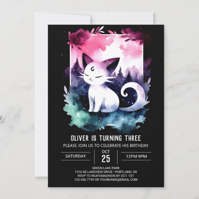 Custom Happy Cat Birthday Einladung (Vorderseite)