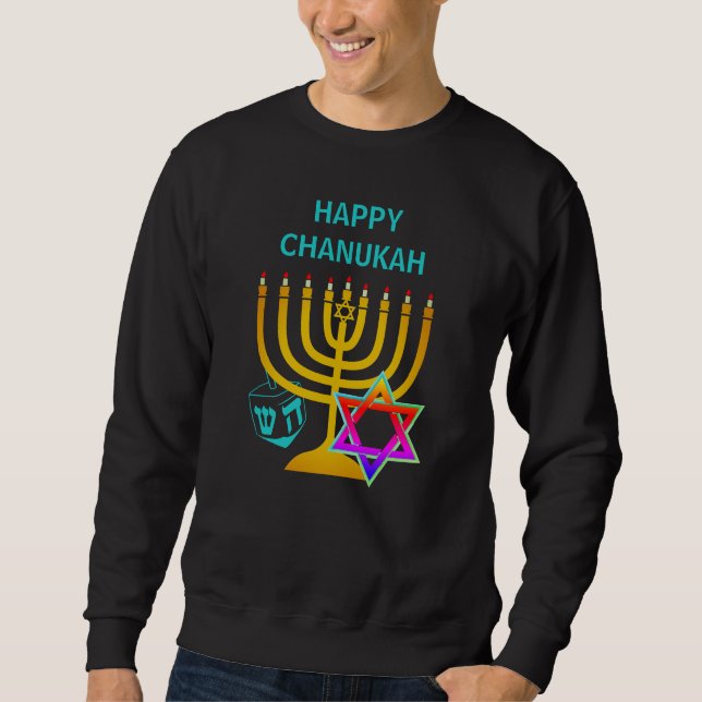 Custom HAPPY CHANUKAH Hanukkah Sweatshirt (Vorderseite)
