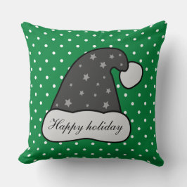 Custom Happy Ferien Weihnachtsmannmütze Green Dot  Kissen