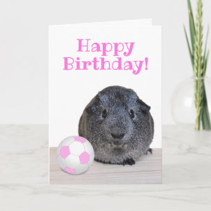 Custom Happy Geburtstag Guinea Pig Pink Soccer Bal Karte