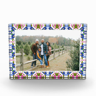 Custom Happy Green Bright Blue Christmas Keepake Fotoblock