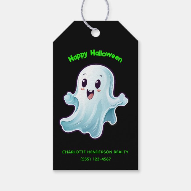 Custom Happy Halloween Ghost Geschenkanhänger (Vorderseite)