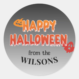 Custom Happy Halloween Label: Fügen Sie Ihren Fami Runder Aufkleber