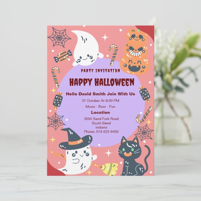 Custom Happy Halloween Party Classic Einladung (Stehend Vorderseite)