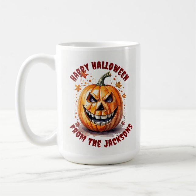 Custom Happy Halloween Pumpkin Coffee Cup Kaffeetasse (Links)