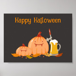 Custom Happy Halloween Pumpkins & Bier Poster