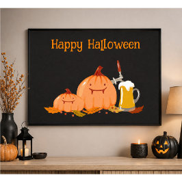 Custom Happy Halloween Pumpkins & Bier Poster