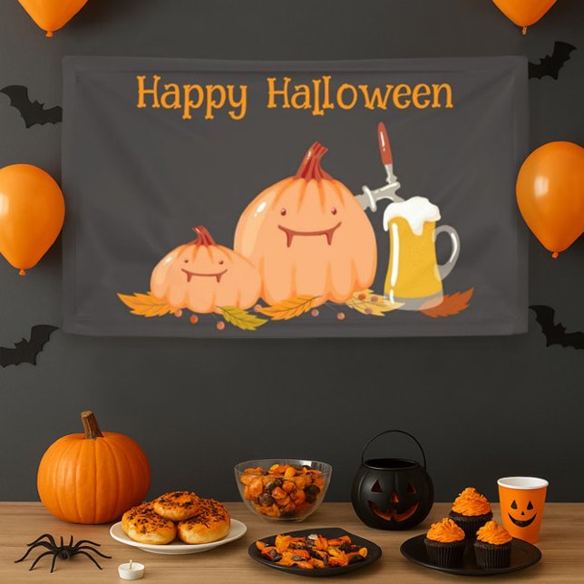 Custom Happy Halloween Pumpkins & Bierbanner Banner (Von Creator hochgeladen)