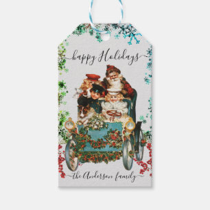 Custom Happy Holidays Chic Rustic Vintag Ephemera Geschenkanhänger