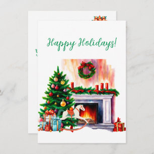 Custom Happy Holidays Gemütliche Scene Watercolor