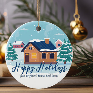 Custom Happy Holidays Real Anwesen Company Winter Keramik Ornament