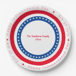 Custom Happy Independence Day Red White Blue Pappteller