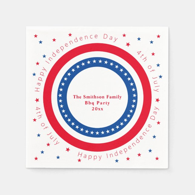 Custom Happy Independence Day Red White Blue Stars Serviette (Vorderseite)