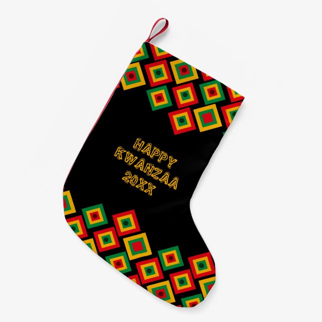 Custom HAPPY KWANZAA Kleiner Weihnachtsstrumpf (Vorderansicht (hängend))