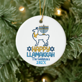 Custom Happy Llamakkah Happy Hanukkah Keramik Ornament