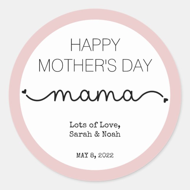 Custom Happy Mother's Day Mama Elegant Runder Aufkleber (Vorderseite)