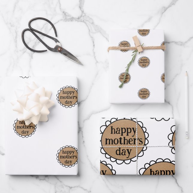 Custom HAPPY MUTTER'S DAY Scalloping Edge Geschenk Geschenkpapier Set (Vorderseite)