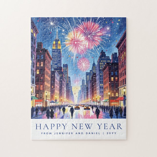 Custom Happy New Year New York City Fireworks Puzzle (Vertikal)