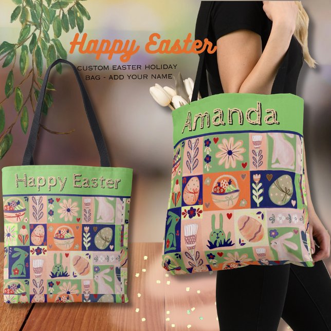 Custom Happy Oaster Collage Colorful (Custom Happy Easter Collage Colorful Tote Bag )