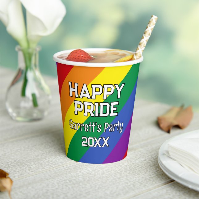 Custom Happy Pride LGBT Gay Pride Party Rainbow Pappbecher (In Situ)