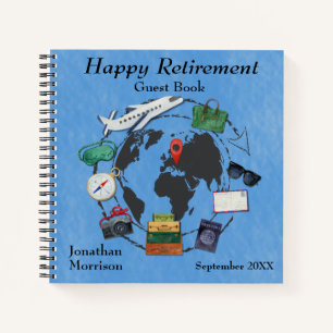 Custom Happy Retirement Travel Themed Guest Notizbuch