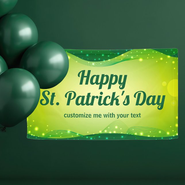 Custom Happy St. Patrick's Day Green Sparkle Party Banner (Von Creator hochgeladen)