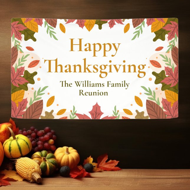 Custom Happy Thanksgiving Autumn Leaves Urlaub Banner (Von Creator hochgeladen)