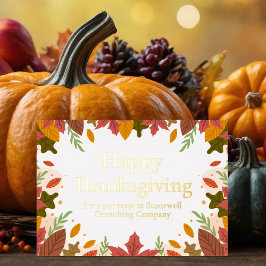 Custom Happy Thanksgiving Business Marketing Gold Folien Feiertagskarte