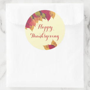Custom Happy Thanksgiving farbenfrohe Herbstlaube Runder Aufkleber
