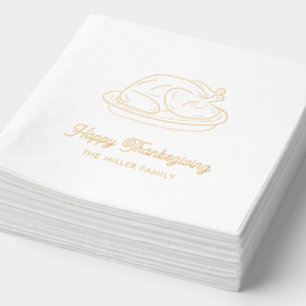 Custom Happy Thanksgiving Gold Foil Türkei Napkins Servietten Mit Folie