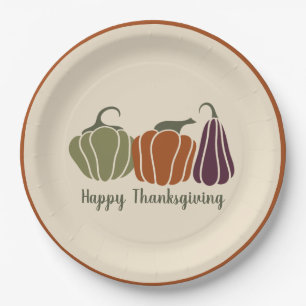 Custom Happy Thanksgiving Party Moderne Pumpkins Pappteller