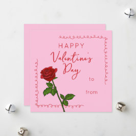 Custom Happy Valentine’s Day Rose Square Feiertagskarte