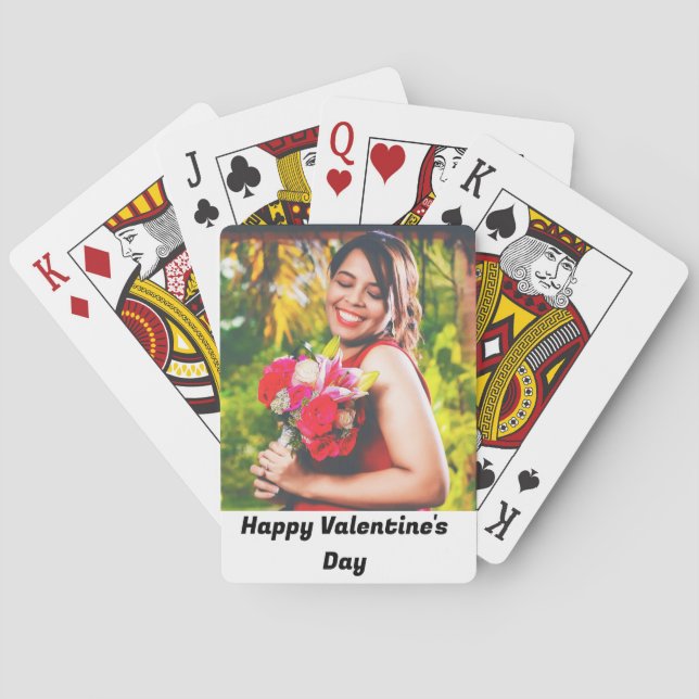 Custom Happy Valentine's Day Foto Spielkarten (Rückseite)