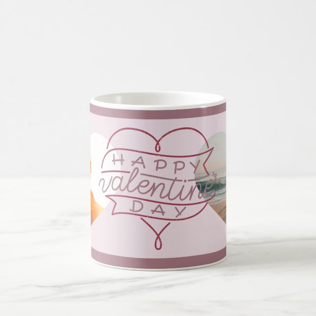 Custom Happy Valentine's Hearts Day Multi-Foto Kaffeetasse (Mittel)