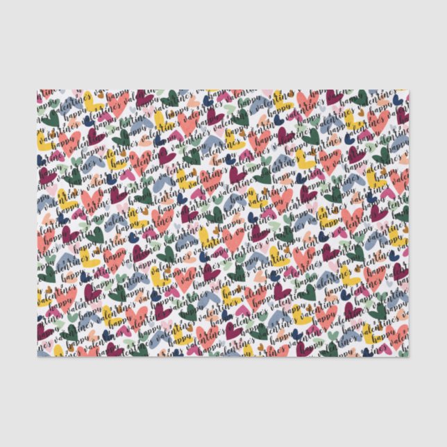 Custom Happy Valentines I Liebe You Heart Pattern Seidenpapier (Vorderseite)