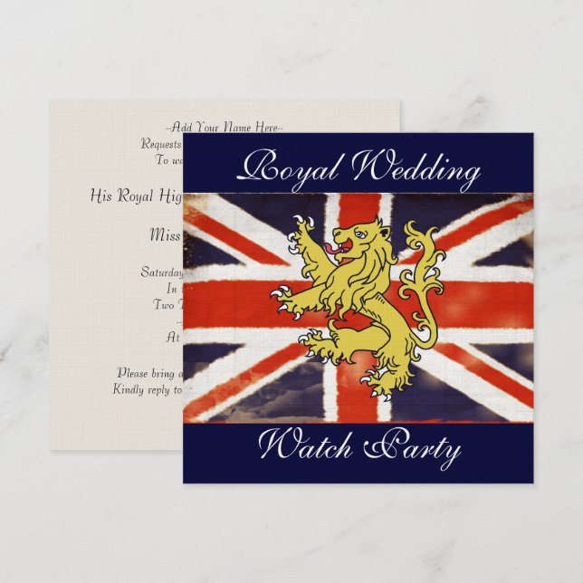 Custom Harry und Meghan Elegant Watch Party Einlad Einladung (Vorne/Hinten)