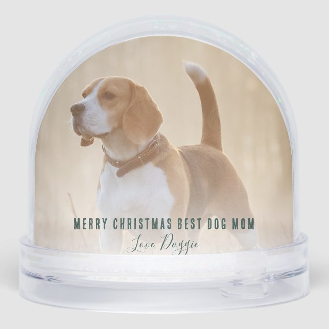 Custom Haustiere Fotos Frohe Weihnachts-Hund-Mama Schneekugeln (Rückseite)