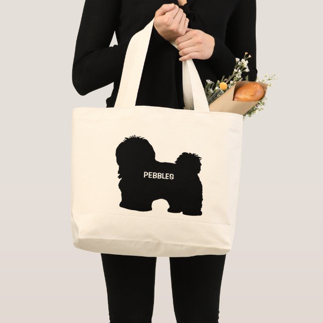 CUSTOM Havanese Hunde Silhouette Jumbo Stoffbeutel (Vorderseite (Produkt))