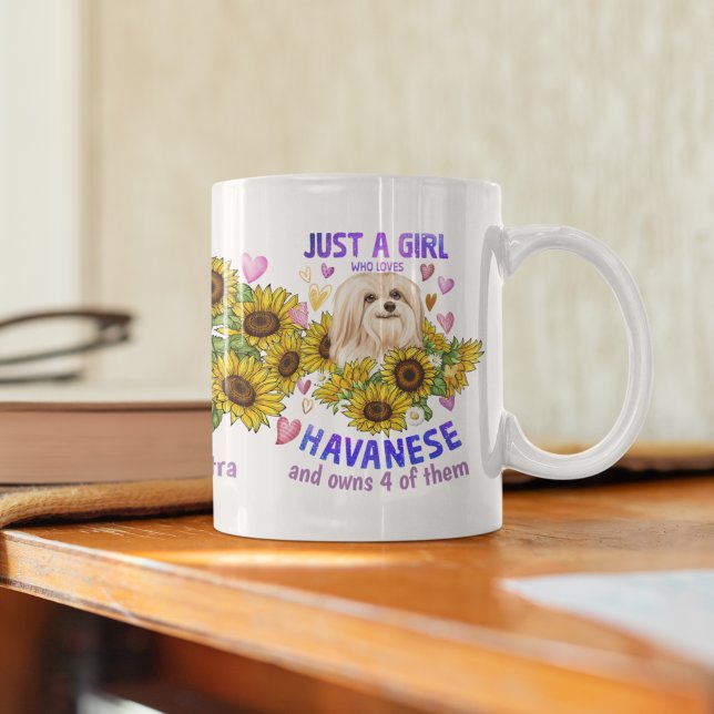 Custom Havanese Lover Sonnenblumen Trainer Floral Kaffeetasse (Von Creator hochgeladen)