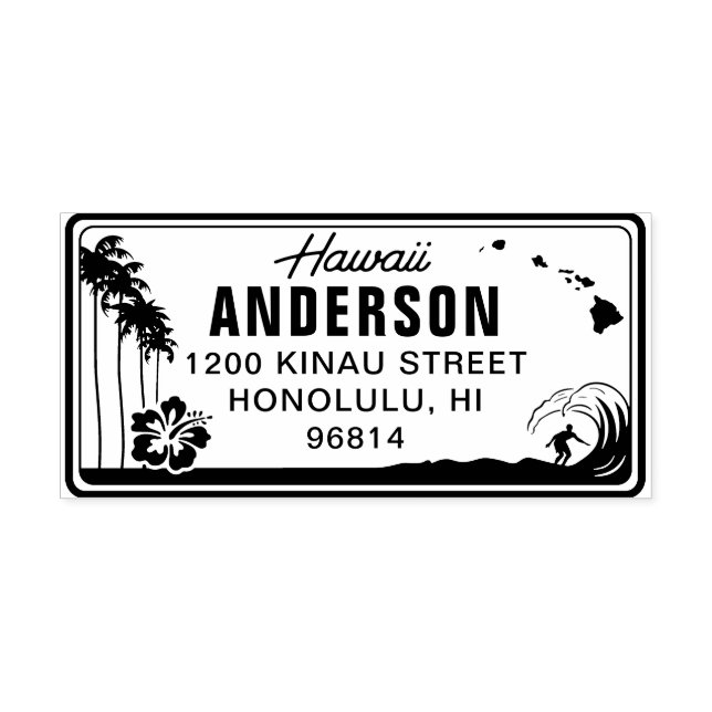 Custom Hawaii License Plate Rücksendeadresse Brief Permastempel (Design)