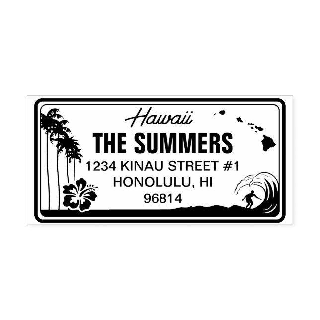 Custom Hawaii State License Plate Address Permastempel (Design)