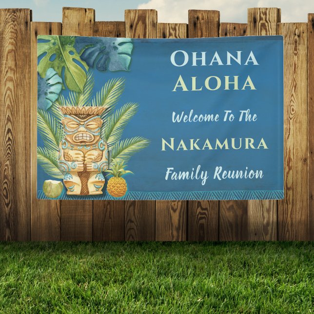 Custom Hawaiian Aloha Luau Family Wiedersehen Banner (Personalized custom Aloha Luau Hawaiian themed banner for your family reunion or other party event. )