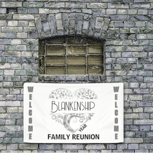 Custom Heart Art Tree White Silver Horizontal Banner