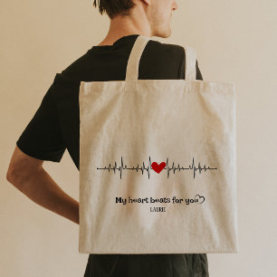 Custom Heart Beats Sign Tot Bag Tragetasche