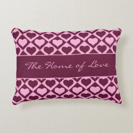 Custom Heart Checkerboard Pattern Bordeaux Pink -  Dekokissen