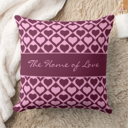 Custom Heart Checkerboard Pattern Bordeaux Pink -  Kissen