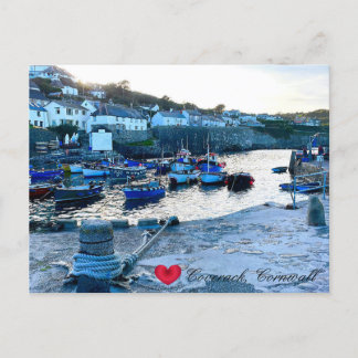 Custom Heart Coverack Harbour Dusk Cornwall Photo Feiertagspostkarte