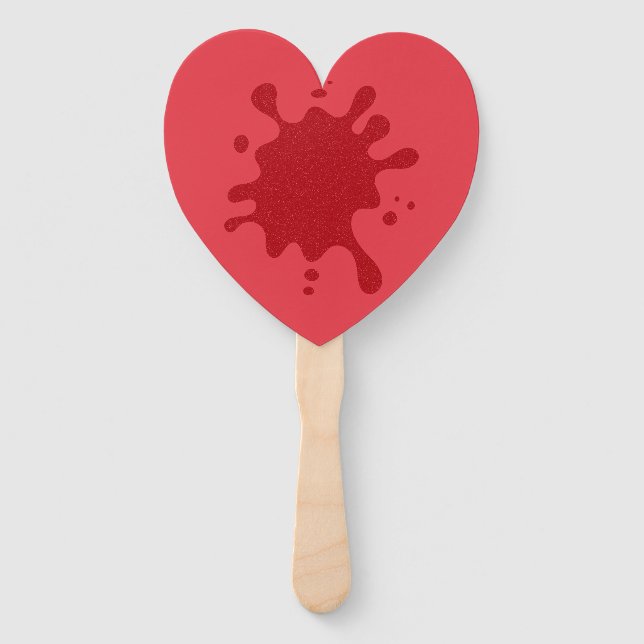 Custom Heart Fan - Tomato Red Spritzer Fächer (Vorderseite)
